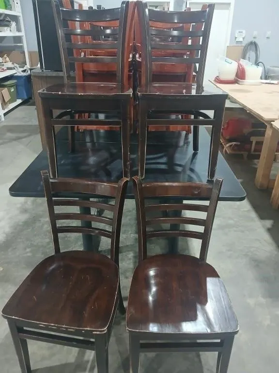 Black Rectangular double pedestal table w/ 4