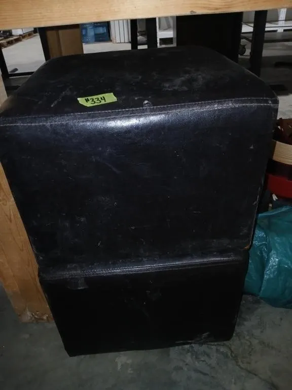 2 Black leather square stools