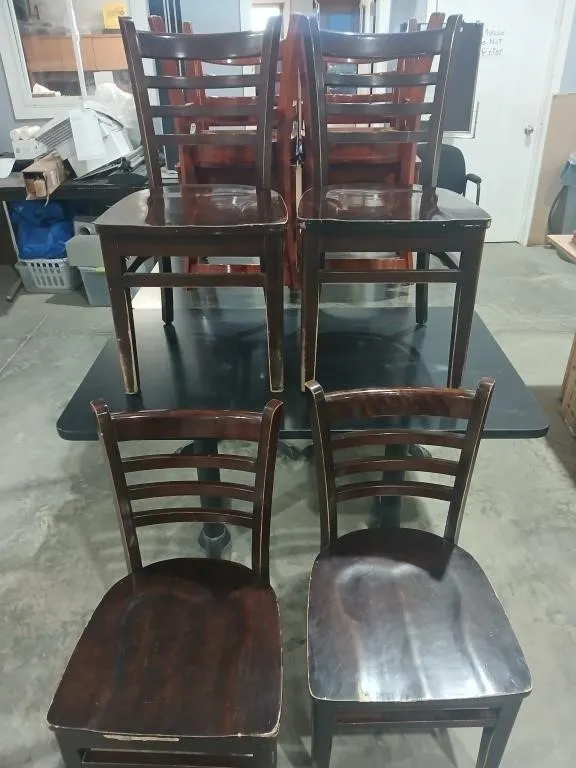 Black Rectangular double pedestal table w/ 4