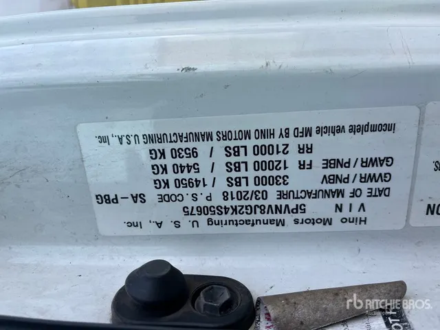 2019 Hino 338 Water Truck