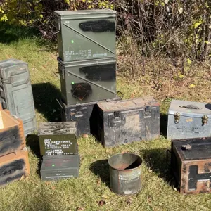 Military Boxes, Two Wooden Parachute Boxes, Mixed Metal Storage and Ammo Boxes