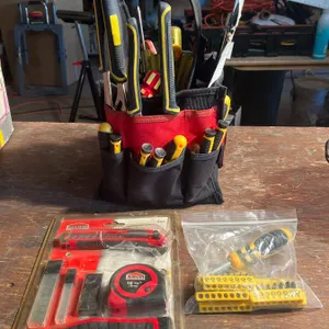 Hand Tool Lot with Tool Pouch, Jobmate 7pc Set, Bits and Faucet Wrench
