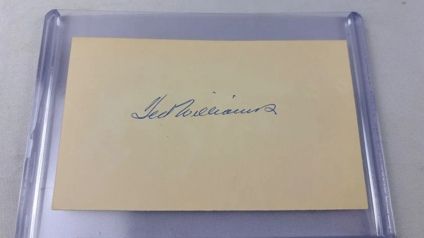 Ted Wiliams Autographed Index Card