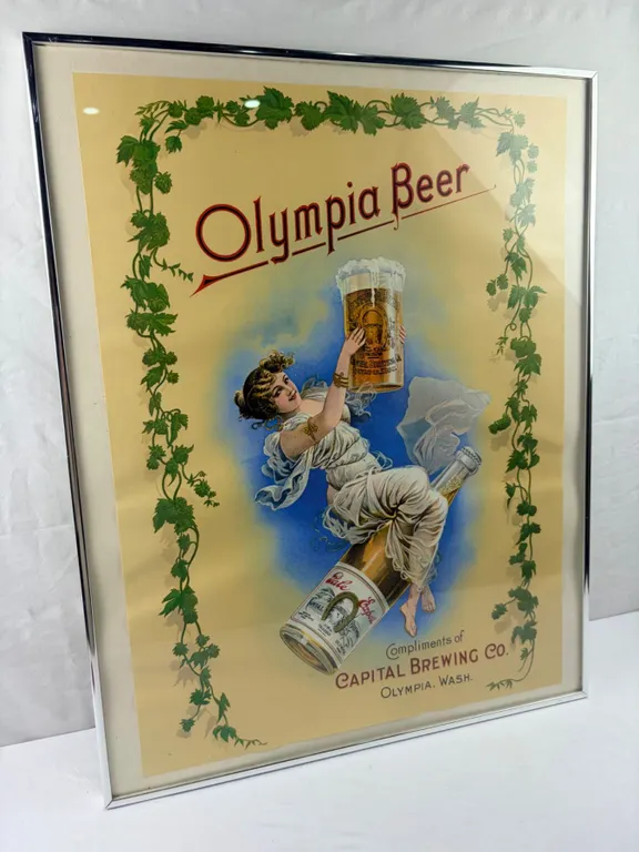 Framed Olympia Beer Poster