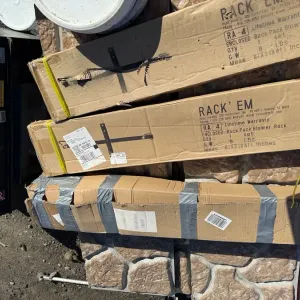 (2) Back Pack Blower Racks and (1) Weedwacker Rack, New