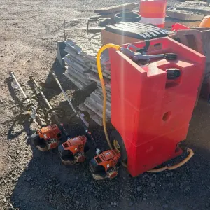 (3) Stihl Weedeaters and Gas Pump