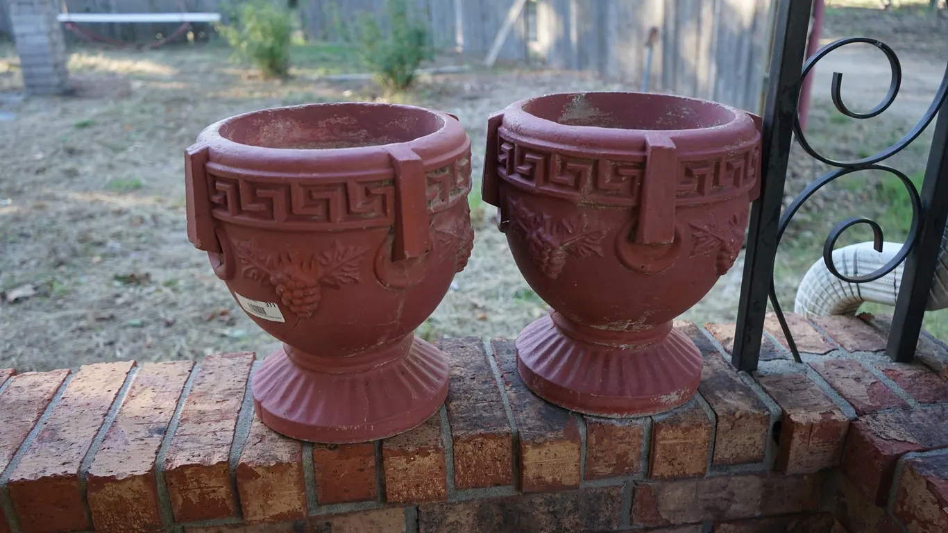 2 Cement Flower Pots