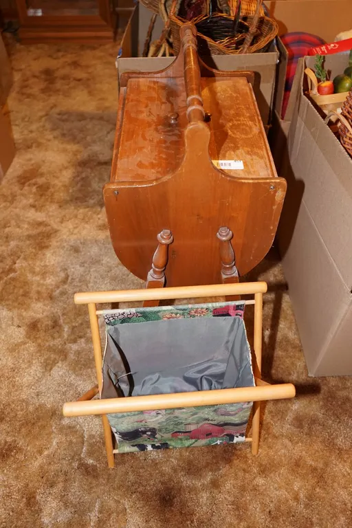 Vintage Wood Side Table Sewing Storage Box