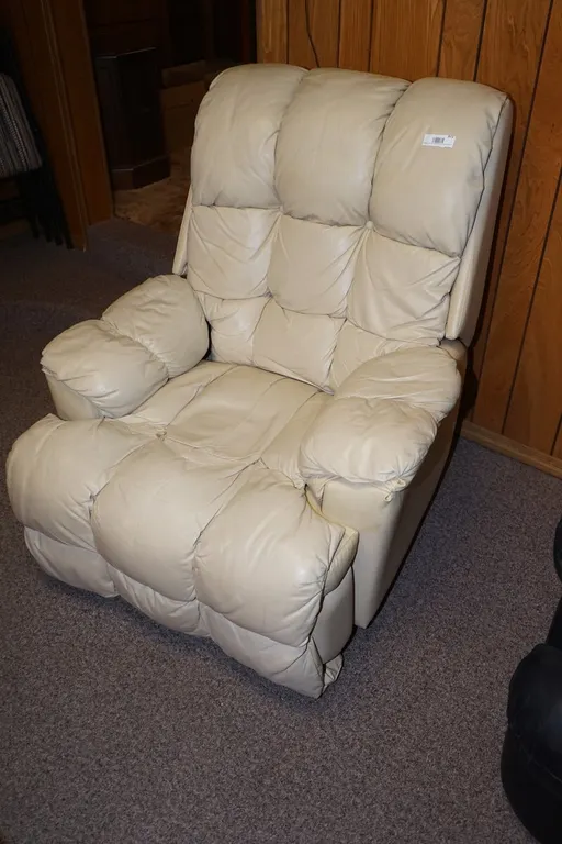 White Leather Type Reclining Chair