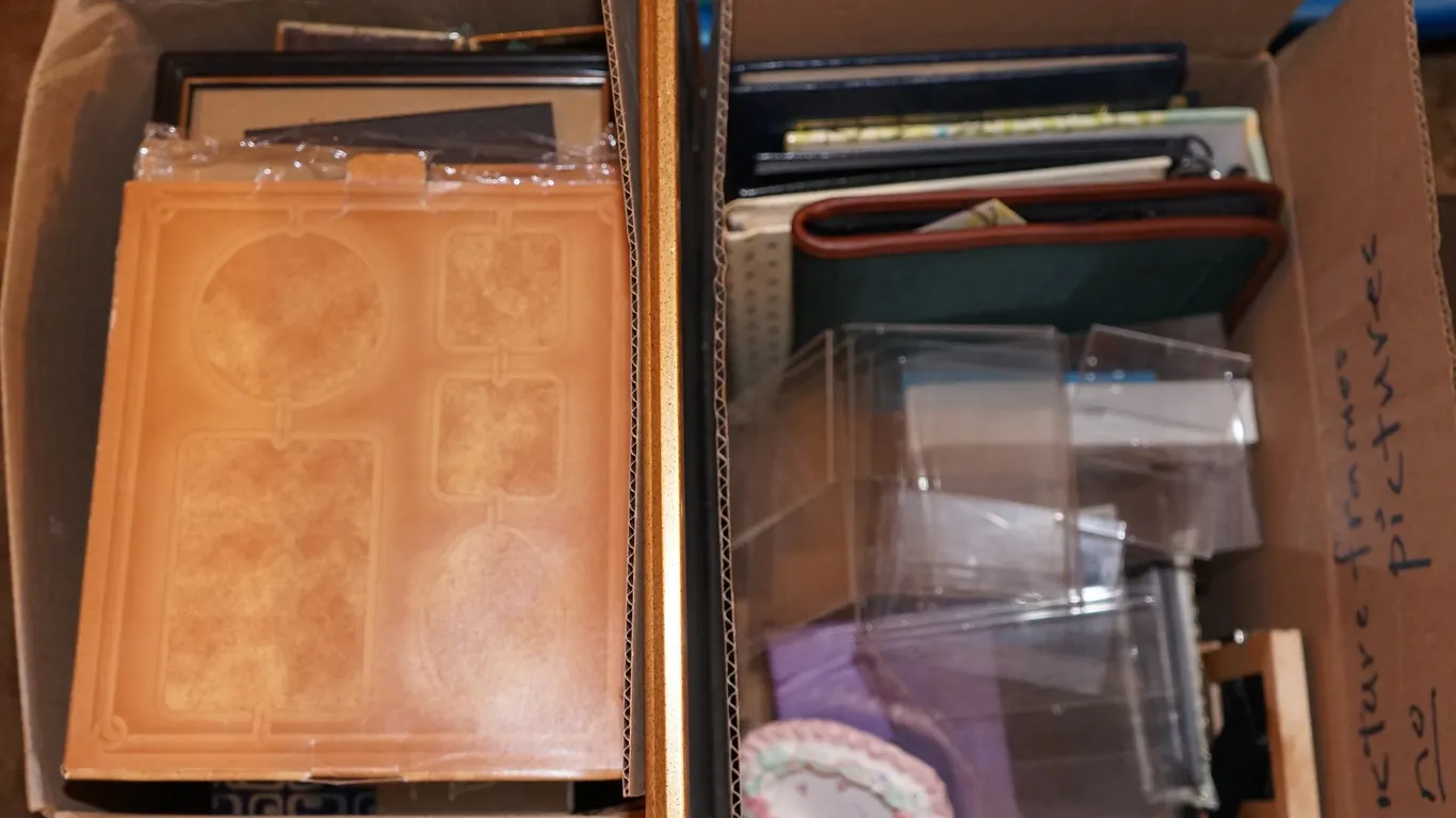 2 Boxes Misc. Picture Frames & Photo Albums