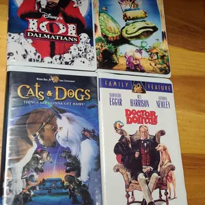 4 Family VHS: 101 Dalmatians, Flintstones, Cats & Dogs