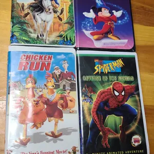4 Animated VHS: El Dorado, Fantasia, Spiderman, Chicken Run