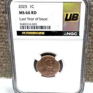 2025 Lincoln Cent MS66RD NGC Last Year Issue