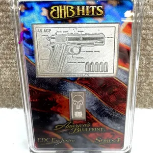 BHB Hits .999 Fine Silver 1911 Pistol Art Bar