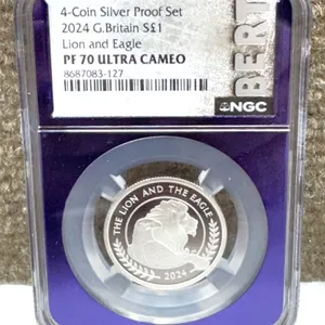 2024 G.Britain $1 Lion and Eagle PF70 Coin