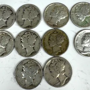 10 Mercury Dimes US Silver Coins Assorted Dates