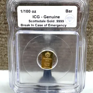 Scottsdale Gold 1/100 oz .9999 Bar ICG Certified
