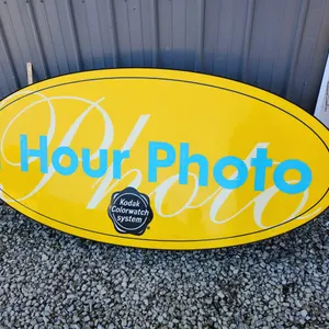 1 Hour Photo Kodak Colorwatch System Light Up Sign, Tested Works, Needs 2 Screws Replaced 77''X8.5''