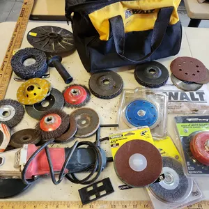 Dewalt Bag, Tool Shop 4.5'' Angle Grinder, Large Mixed Assortment Of Grinder Wheels