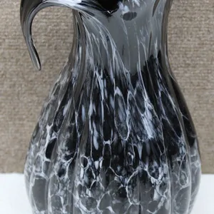 Black and White Art Glass Pitcher Vase
