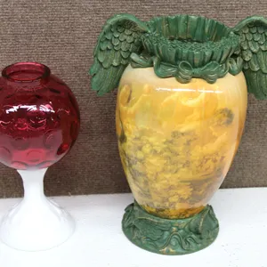 Art Glass Vases, One With Angel Wings