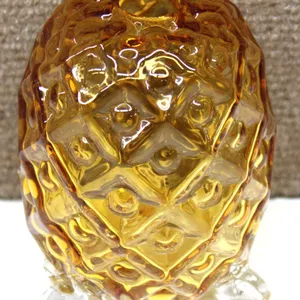 Amber Pressed Glass Pineapple Toothpick Holder