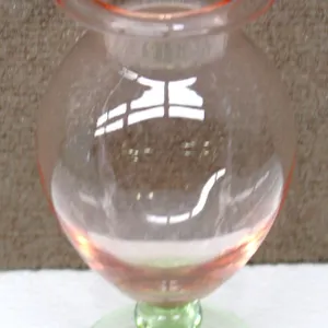 Pink and Green Pedestal Glass Vase