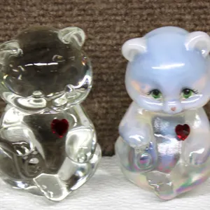 Fenton Glass Bear Figurines Set Signed Vanzile