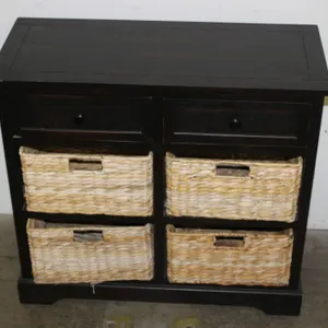 Wicker Basket Storage Cabinet