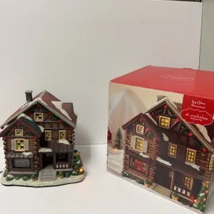 St. Nicholas Square Illuminated Log Cabin House Decor
