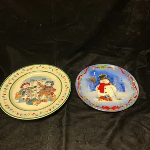Longaberger and Royal Doulton Snowman Christmas Plates