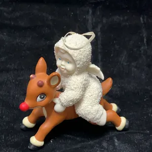 Rudolph Ornament with Child in Lamb Costume and Halo