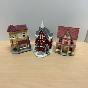 Don Palmiter Ceramic Village Houses and Church Set of 3