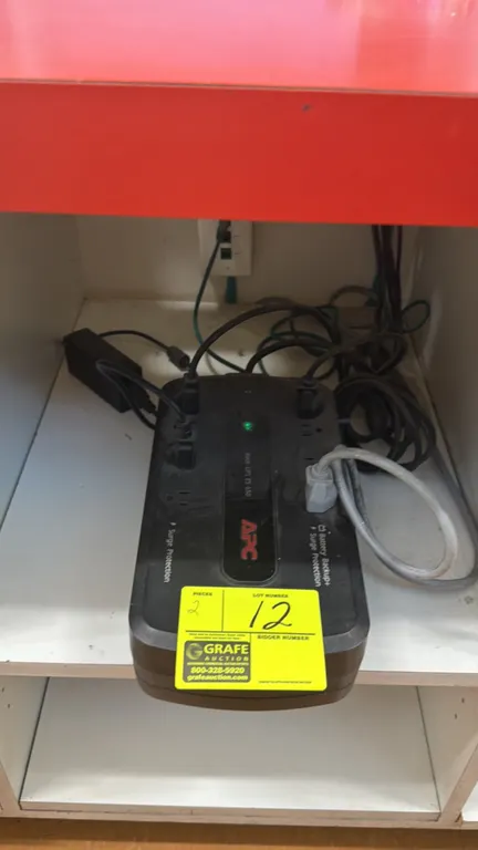 Assorted battery backup surge protectors. Includes APC Back-UPS ES 650 and Eaton 3S 750. Features battery backup and surge protection outlets. Electri