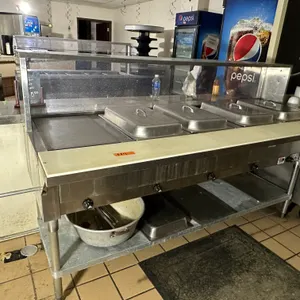 Gas warming and serving table