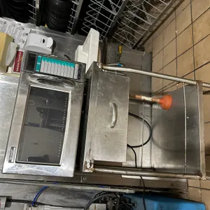 Sharp commercial microwave on rolling stand