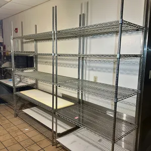 Metal wire shelving units x3 1-24"x60" 2-24"x42"