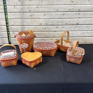 Set of 5 Longaberger Baskets with Accessories