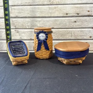 Longaberger Blue Ribbon Collection Basket Set