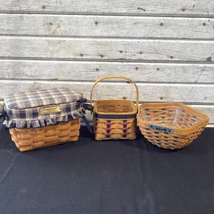 Set of 3 Longaberger Baskets with Accessories
