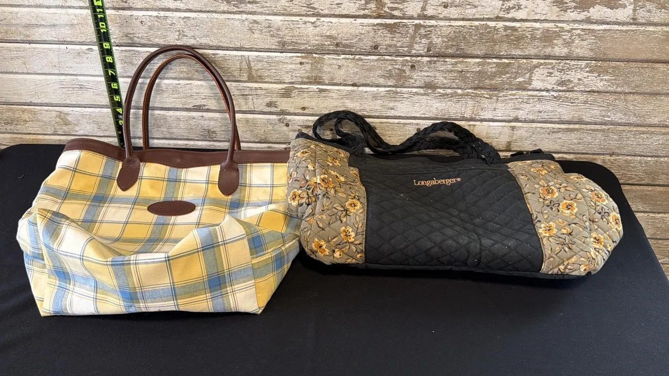 Longaberger Fabric Tote and Quilted Bag