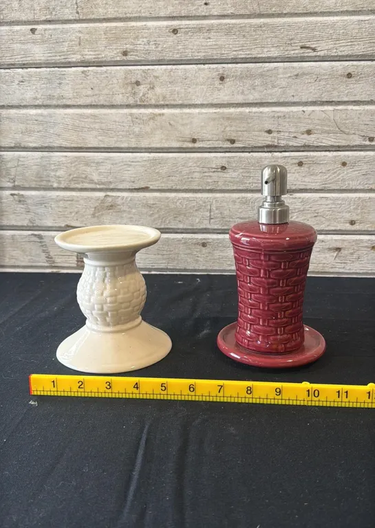 Longaberger Ceramic Pillar Holder & Soap Dispenser