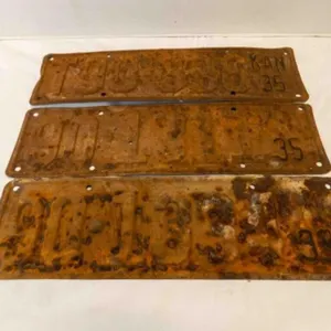 Vintage 1933 & 2 1935 Kansas License Plates