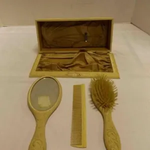 1930's 3 Piece Celluloid Vanity Comb & Brush