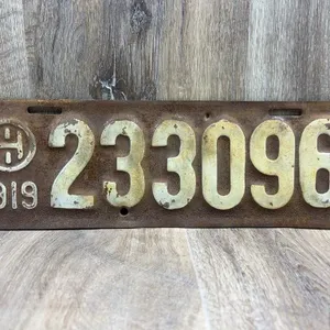 1919 Ohio Embossed Metal License Plate 233096