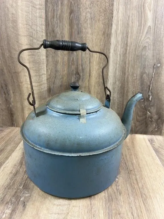 Light Blue Enamelware Tea Kettle