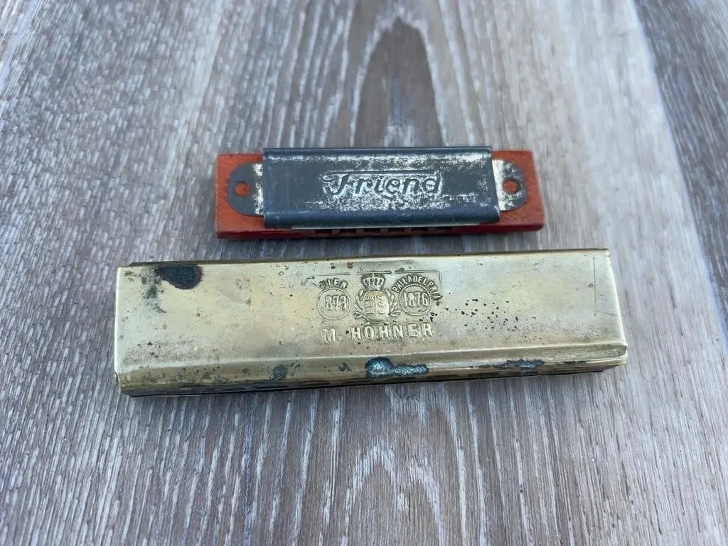 M Hohner Brass Harmonica & Miniature Friend Harmon