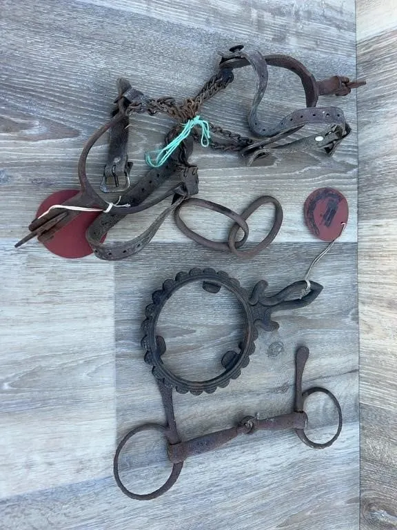 Equestrian Tack: Spurs, Snaffle Bit, Trivet