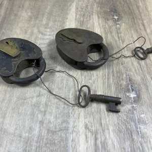 Iron Heart Padlocks with Brass Escutcheons & Keys
