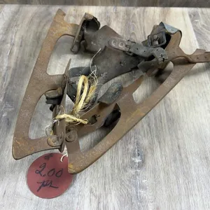 Metal Strap-On Ice Skates with Leather Bindings
